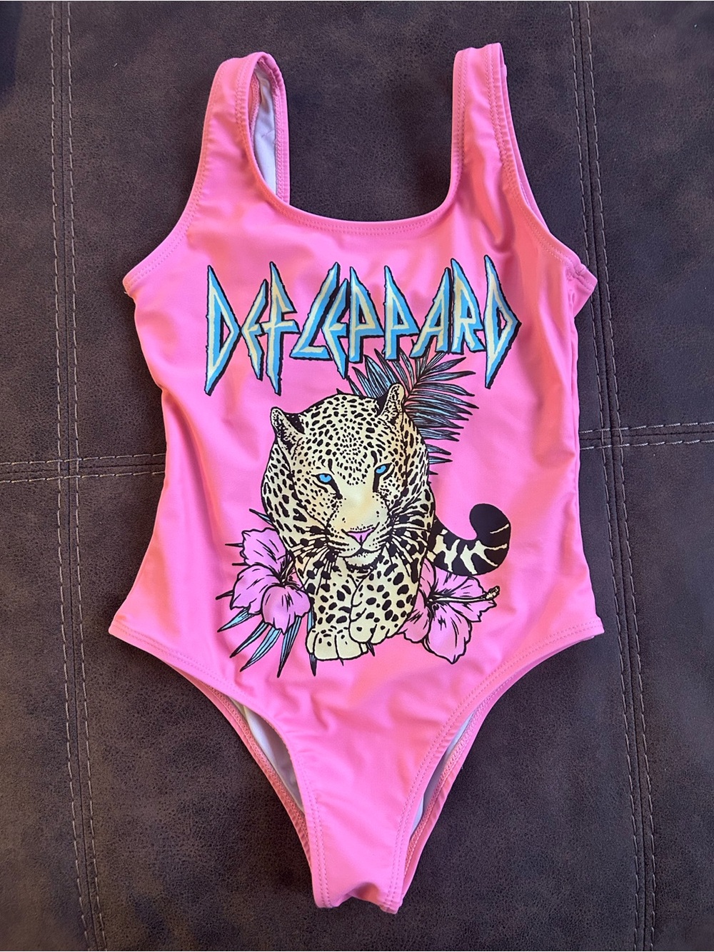 Def Leppard Pink Leopard Graphic One-Piece Swimsuit